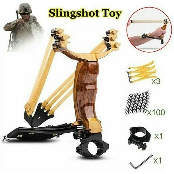 Slingshot, Slingshots for Adults Heavy Duty, Wrist Sling Shot for Adults Hunting, Professional Slingshots Kit with 100 Ammo Balls and 3 Rubber Bands