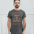 thumbnail image 3 of Tee Hunt Ugly Sweater Santa Claus T-Shirt Let it Snow Christmas Jingle Bells Men's Tee, Charcoal, Medium, 3 of 5