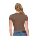 thumbnail image 6 of Natural Uniforms Womens Buttery Soft, Super Stretch Y2K Long Sleeve Baby Tee Crop Top (Chocolate Malt, XX-Large), 6 of 6