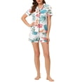 thumbnail image 1 of INSPIRAR CHIC Conjunto de Pijama de Verano para Mujeres, Camisa de Botones con Pantalones Cortos L Blanca, 1 of 6