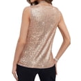 thumbnail image 4 of Hibeli Women's Sparkly Sequin Cowl Neck Draped Front Glitter Sleeveless Tank Top, 4 of 5