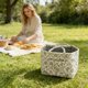 thumbnail image 1 of Cesta de almacenamiento acolchada con estampado floral verde y asas | Bolsa organizadora grande de tela con forro a cuadros, 1 of 7