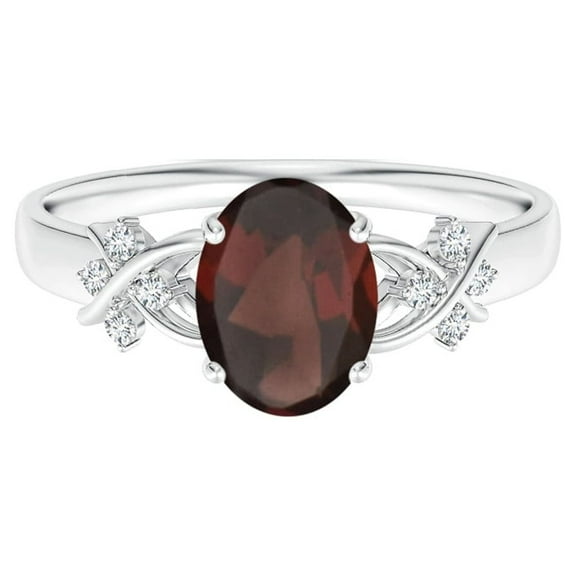 Art Deco 2 Ctw Oval Garnet Gemstone 925 Sterling Silver Women Wedding Ring