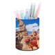 thumbnail image 1 of Sandland-theme Cylinder Pen Holder Pencil Organizer with Flannel Lining PVC Leather Material Cardboard Base for study work 10*8CM, 1 of 6