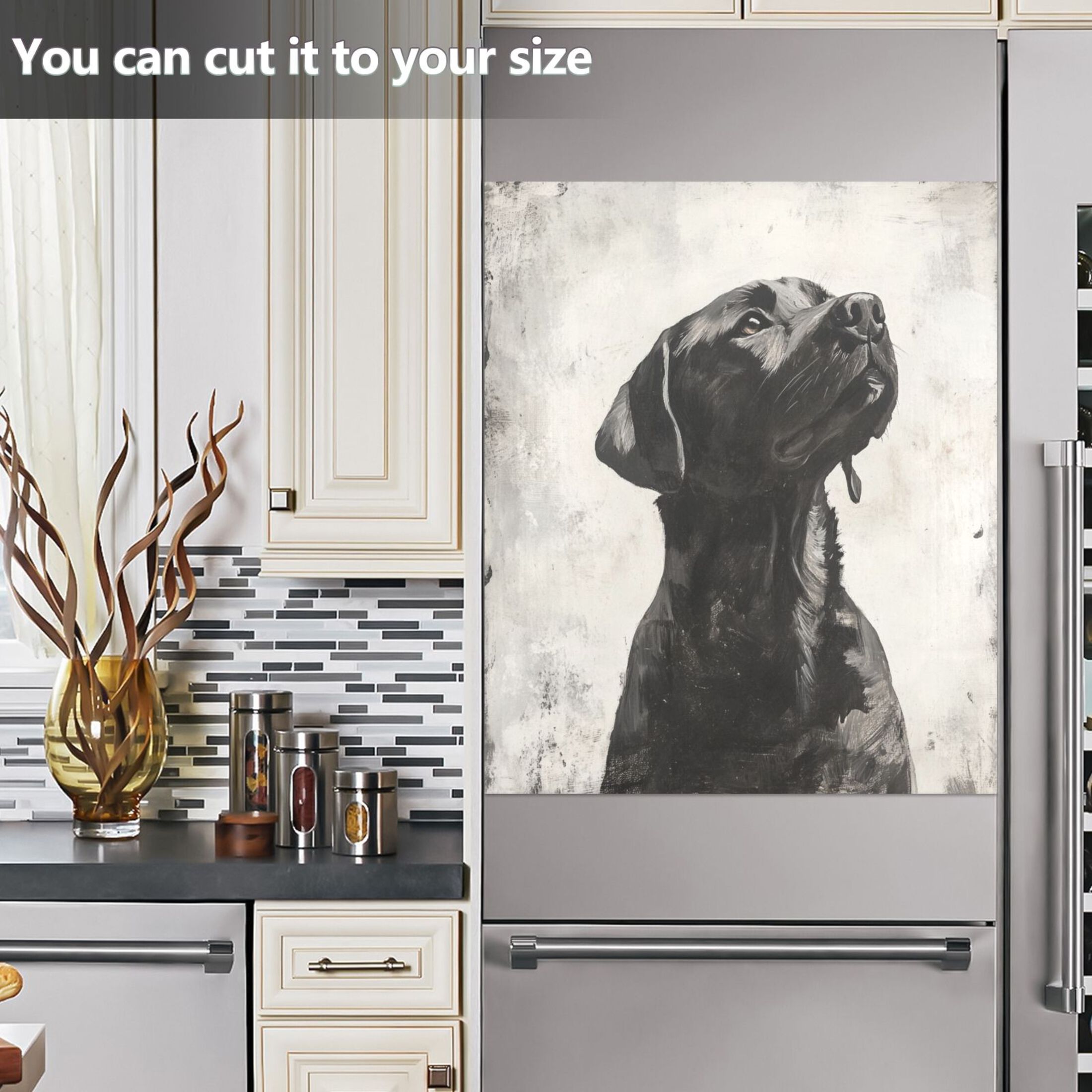 Dishwasher Magnetic Sticker 23x26 Inch Refrigerator Magnetic Sticker Washing Machine Magnetic Sticker Kitchen Panel Magnetic Sticker Home Decor Black Beauty Dog