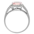 thumbnail image 2 of 14K White Gold Natural Morganite Ring Cushion-cut 8x8mm Diamond Accent, size 5.5, 2 of 4