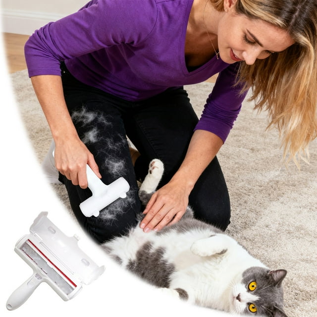 Pet Hair Remover Roller - Reusable Tool For Shedding Efficiently From Furniture Carpets Bedding And Car Seats