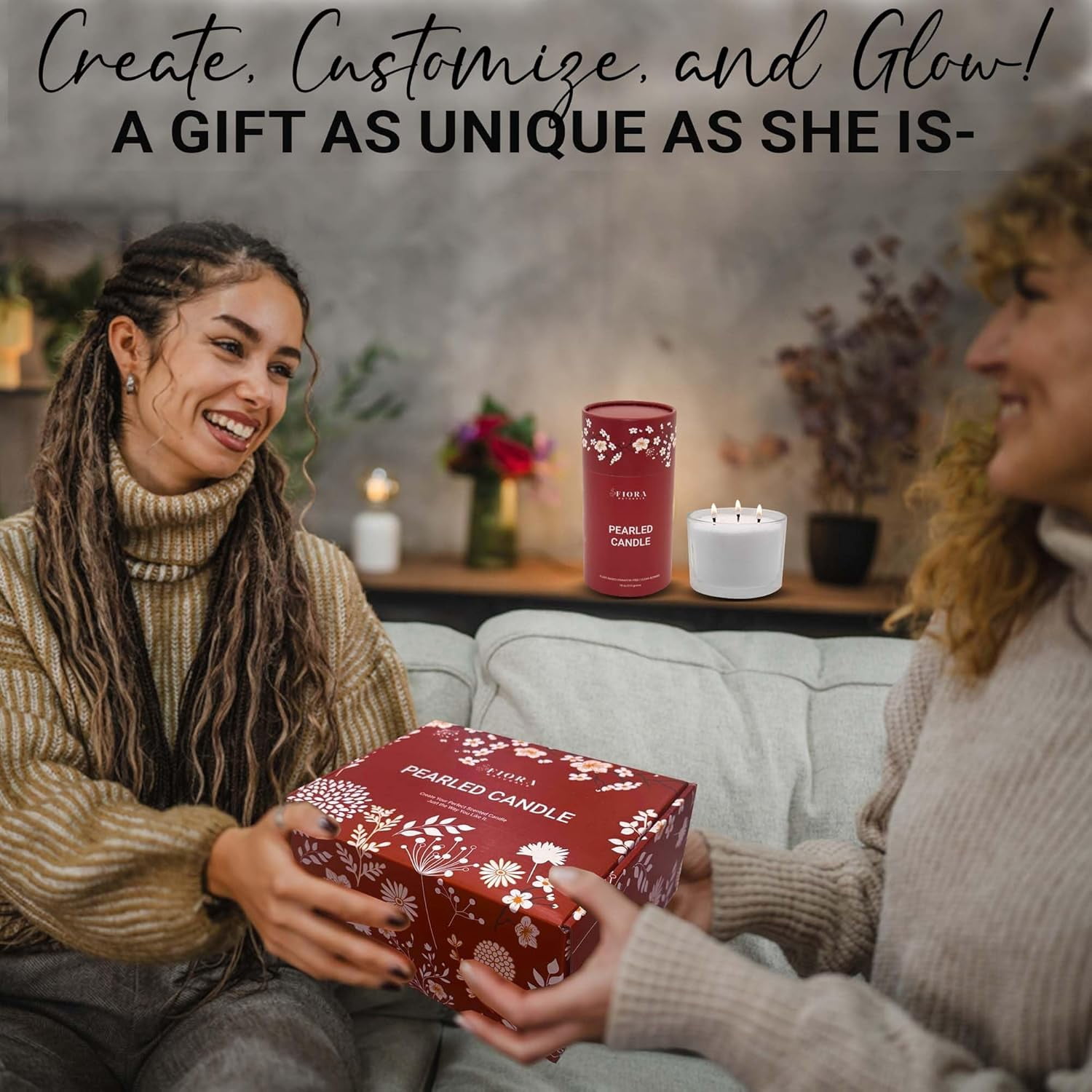 Pearled Candle Sand, 18oz Sand Wax, 30 Wicks, 2X Natural Fragrance Oils + Free Large Glass Jar, Smoke-Free Powder Snow Candles