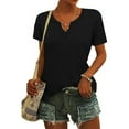 thumbnail image 5 of AKOEE Casual Cotton Tops for Women Summer Clothes V Neck Short Sleeve Basic Tee Shirts S-XXL Loose Plain Tshirts (S, Black) Summer Savings Deals Clearance, 5 of 6