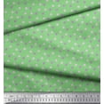thumbnail image 2 of Soimoi Green Japan Crepe Satin Fabric Dots & Star Print Fabric by the Yard 42 Inch Wide, 2 of 3
