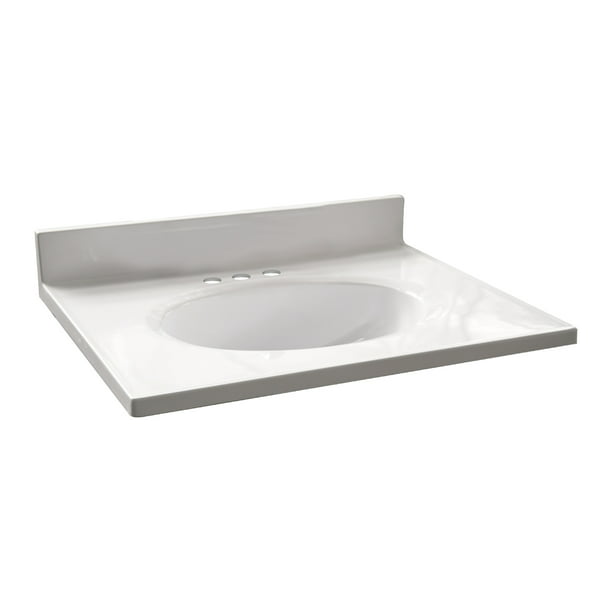 Design House 25 In W Cultured Marble Vanity Top White With Solid Bowl Com - 25 Inch Bathroom Vanity Top