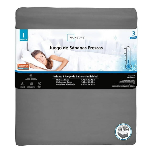 Juego De Sábanas Frescas Mainstays Individual Cool Gris