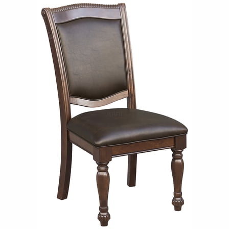 JERFIT Traditional Dining Chairs Set of 2, Wood Side Chairs with Faux Leather Upholstery, Brown Cherry Finish for Elegant Dining Room