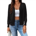 thumbnail image 1 of Suéter de Punto Tipo Cárdigan de Larga con Cuello en V y Botones para Mujer Negro L, 1 of 9