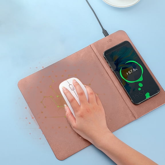 3-in-1 Heated Mouse Pad with 15W Wireless Charger - Fast Charging, 3 Heat Settings, Large Desk Mat for Office & Home (Wireless Mouse & Keyboard Compatible)