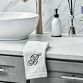 thumbnail image 2 of Set of 2 White Monogrammed Towel - Black Embroidered - Initial A, 2 of 7