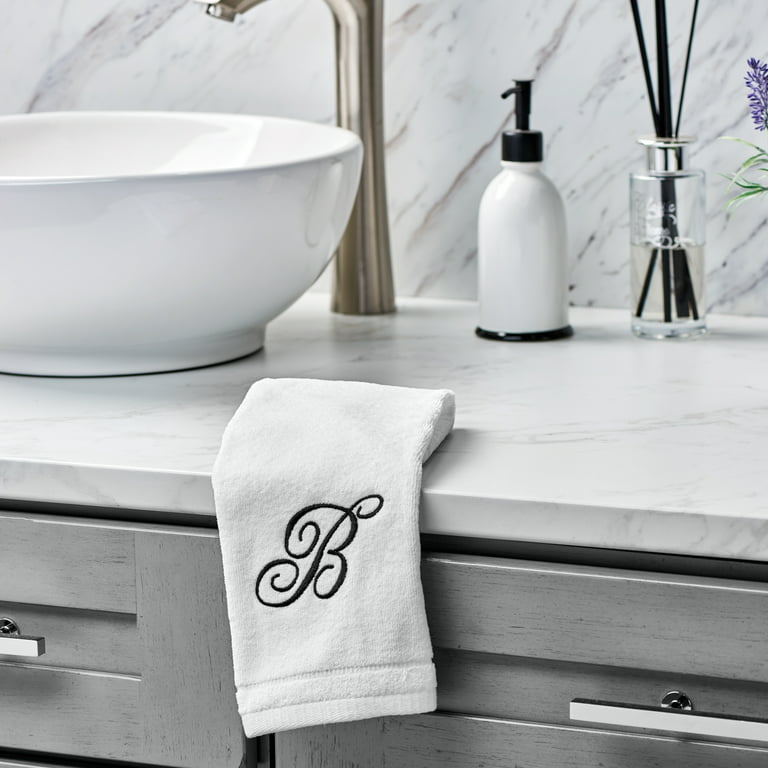 Chalk It Up 3 Piece Embroidered Bath Towel Hand Towel and Fingertip Towel  Set Black and White