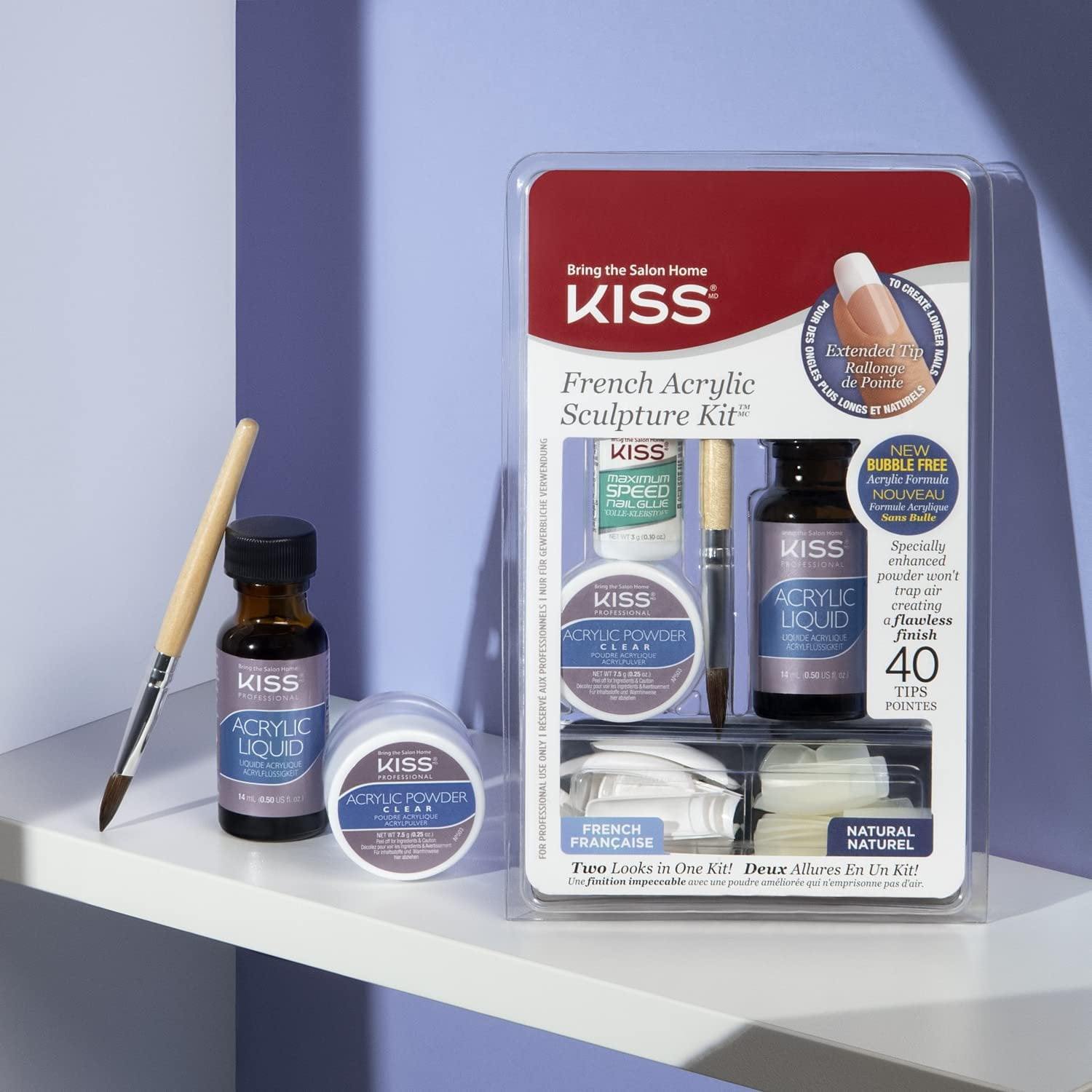KISS French Acrylic Nail Kit Complete Set, Press on Nails, Fake Nails -  Walmart.com