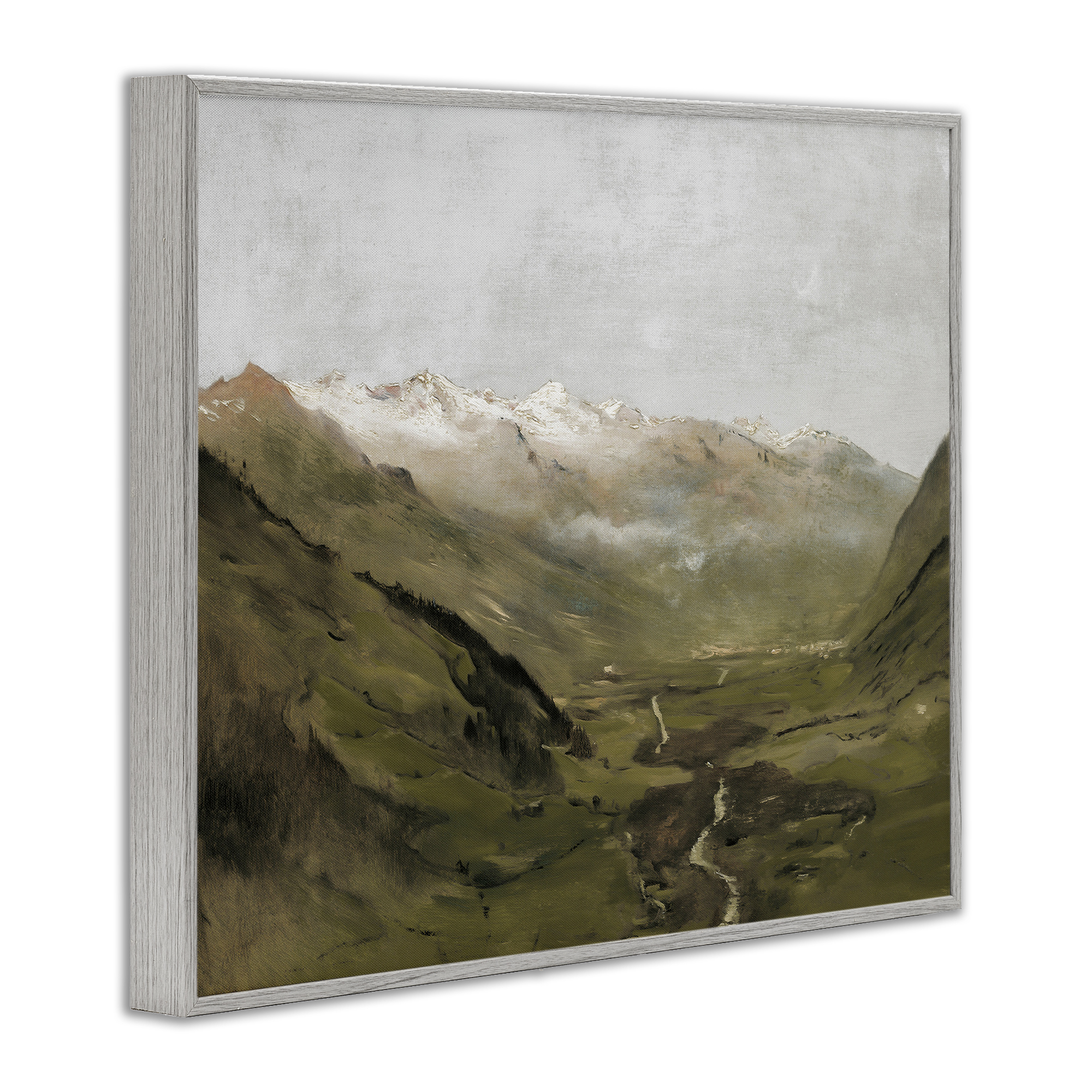 Stupell Industries Winding Valley Path Landscape Painting Gray Framed Art Print Wall Art, 14 x 11