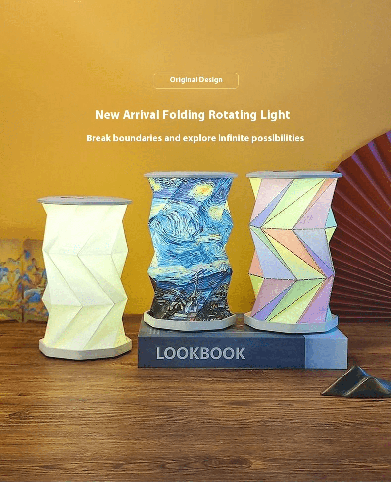 Magnetic Folding Rotating Light Origami Art Atmosphere Desk Lamp Cultural and Creative Gift Small Night Light Souvenir