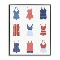 Stupell Industries Various Beach Swimsuits Beauty & Fashion Painting Black Framed Art Print Wall Art, 11 x 14