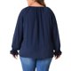 thumbnail image 3 of GRACE & GRANDEUR Blusas de Talla Grande para Mujeres Tops Casuales de Escote en V con Cordón de Manga Larga T Shirt Blusas 1X Azul Marino, 3 of 6