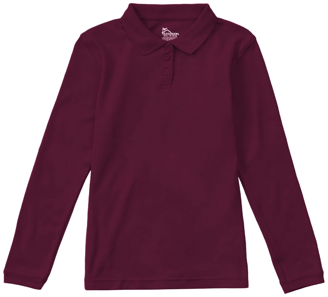 Classroom School Uniforms Big Kid Long Sleeve Fitted Interlock Polo