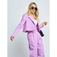 thumbnail image 4 of 2 Piece Outfits for Women Dressy Blazer Jackets High Waisted Straight Leg Pants Suits Set Business Casual Purple XXL, 4 of 9