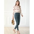thumbnail image 3 of INSPIRE CHIC Blouse à Manches Longues Col Rond à Volants avec Nœud Floral pour Femmes, 3 of 4
