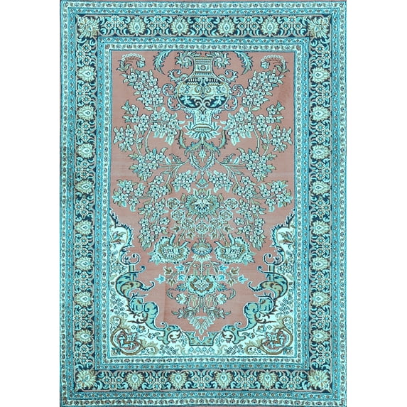 Ahgly Company Indoor Rectangle Persian Light Blue Traditional Area Rugs, 6' x 9'