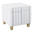 thumbnail image 1 of HomePop Pouf Carré Transitionnel en Bois et Tissu avec Couvercle à Relever, Bleu, 1 of 11