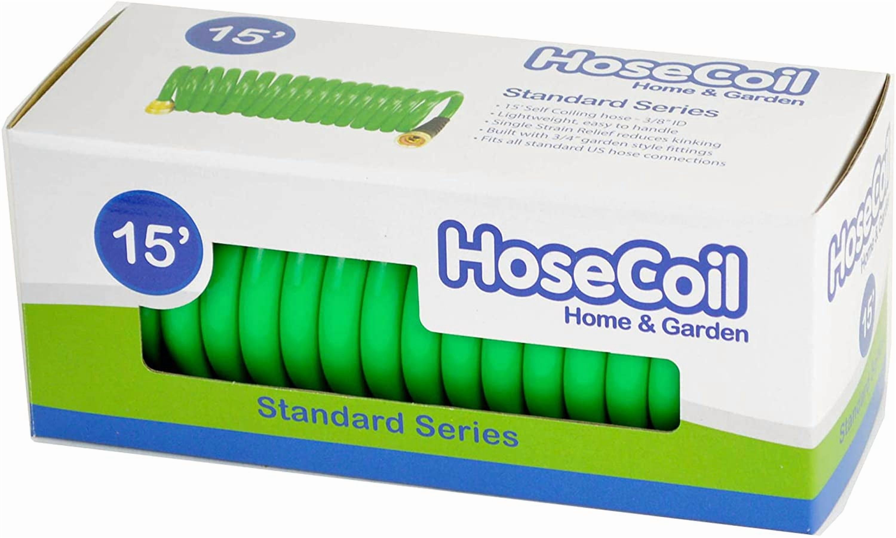 HoseCoil 3/8 inch Self Coiling Garden, RV, Outdoor Water Hose (15.00, Green) 15.0 Feet Green