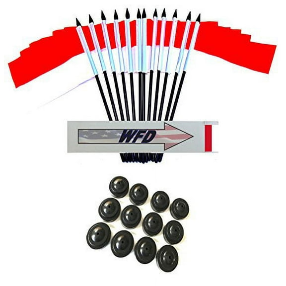 Pack of 12 4"x6" Monaco Polyester Miniature Office Desk & Little Table Flags, 1 Dozen 4"x 6" Monaco Small Mini Handheld Waving Stick Flags with 12 Flag Bases (Flags with Stands)