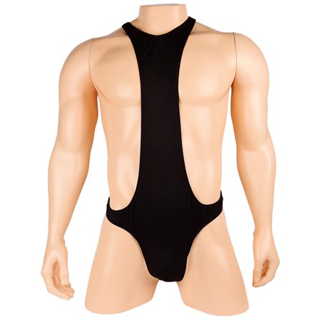 

HAWEE Men s Lingerie Tight-fitting T-shape Satin Bodysuit Underwear One Size