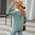 thumbnail image 5 of CQONEPT Women's Long Sleeve V Neck Tops Textured Knit Button Pullover Top Casual Loose Fit Fall Fshion Tunic Shirts Green 2XL, 5 of 6