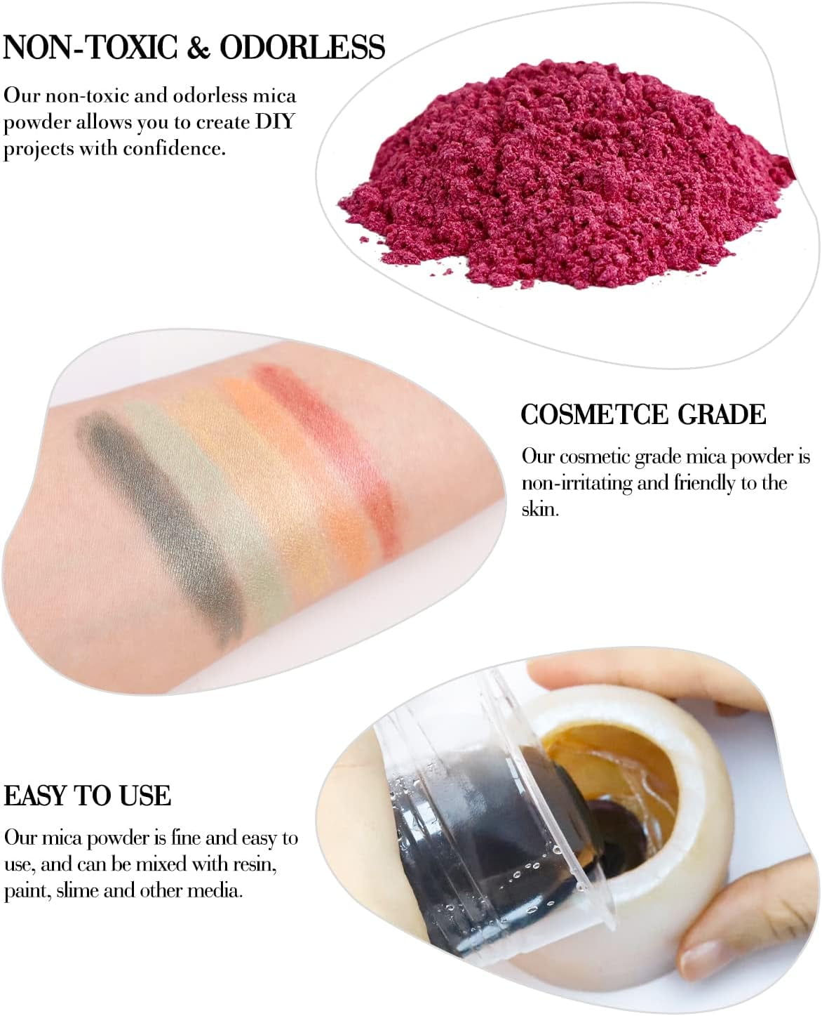 Mica Powder - 15 Colors Epoxy Resin Pigment - Shimmery Pigment Powder for Slime, Paint, Soap Making, Nail Polish, Epoxy Resin, Candle Making, Bath Bombs