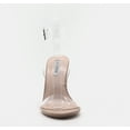 thumbnail image 3 of Cape Robbin Gen Women's Lucite Clear Strappy Block Chunky High Heel Open Peep Toe Sandal, Nude, 11, 3 of 7
