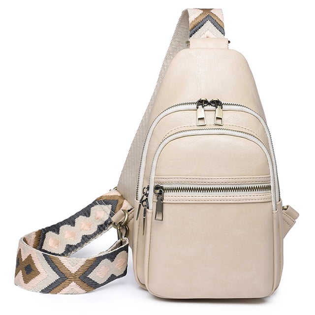 Bolsa bandolera de PU de hombro compuesto duradero para el ocio diario (Beige) Ehuebsd Para Estrenar