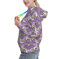 thumbnail image 2 of Fotbe Violets Flowers Pattern Womens Long Sleeve Hoodie, Pullover Hooded Sweatshirt, Kangaroo Pocket Hoodie with Eye-catching Drawstrings-X-Large, 2 of 7