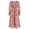 thumbnail image 4 of GXFC Women Wrap Midi Dress Vintage Long Sleeve Flower Print Flowy Dress, 4 of 8