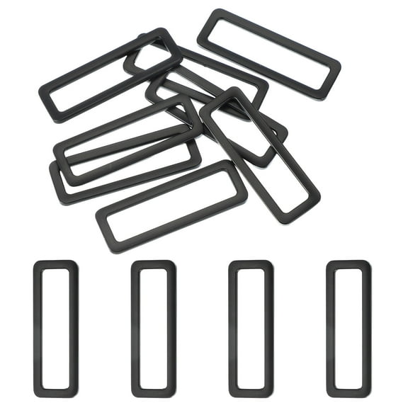 8pcs Metal Flat Rectangle Ring, 50mm(2inch) Metal Rectangular Buckle Rings Square Strap Webbing Loop for Bag Belt Purse DIY Craft, Black