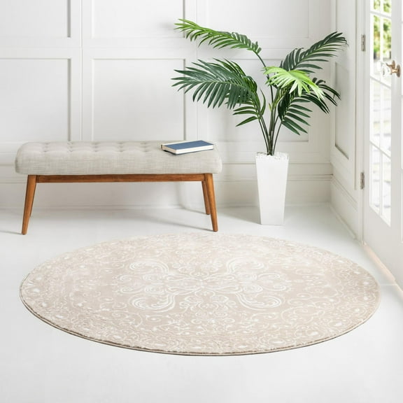 Unique Loom Rushmore Collection Area Rug - Adams (5' Round Beige/Ivory)