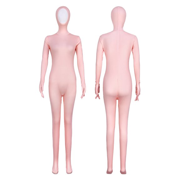 Mercatoo Kids Orange Bodysuit Open Fac𝐞 Full Body Spandex Suit Halloween Child Cute Stretc𝐡 Unitard Jumpsuit Funny Clothes Back Zipper