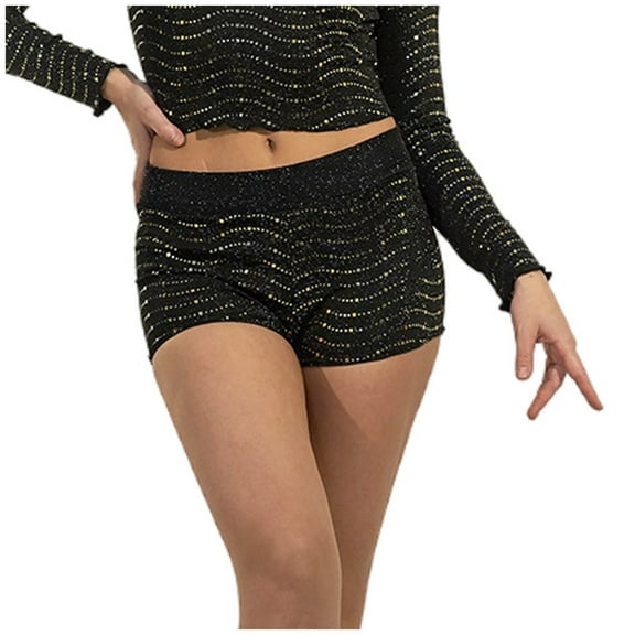 REALiKUN Women's Summer Sequins Shorts Elastic Waist Casual Tights Hot Pants Sparkly Clubwear Night-Out Glitter Party Shorts