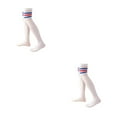 thumbnail image 2 of yingyy 1 Paire de Chaussettes Hautes 52 cm Élasticité Style Preppy Chaussettes Hautes Cosplay Bleu Rouge Rayé 2Ensemble, 2 of 6
