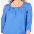 thumbnail image 2 of Karen Scott Women's Beaded Scoop Neck Top Blue Size X-Small, 2 of 3