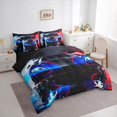 thumbnail image 2 of Castle Fairy Sports Car Bedding Comforter Set 7 Pieces for Boys, Smoke Splash Art Full Bedding Set for Bedroom, Blue Red,Black Reversible, 2 of 7