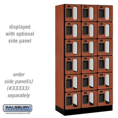 - Salsbury Industries 6-Tier Box Style See-Through Designer Wood Locker with Three Wide Storage Units, 6-Feet High by 18-Inch Deep, Cherry