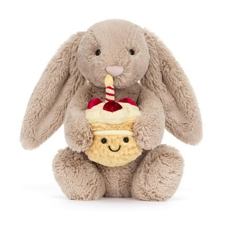 Jellycat 2025 Latest Plush Toys - Bashful Beige Bunny 'Birthday' - Grey/9.06in