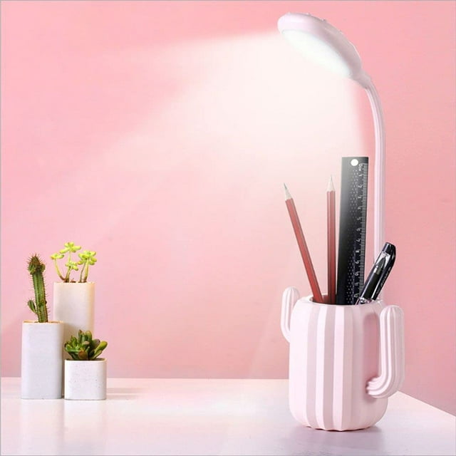 Lámpara de escritorio LED, lámpara de mesa táctil con portalápices, lámpara de lectura recargable por USB, 3 modos de iluminación, protección ocular, ideal para oficina/dormitorio